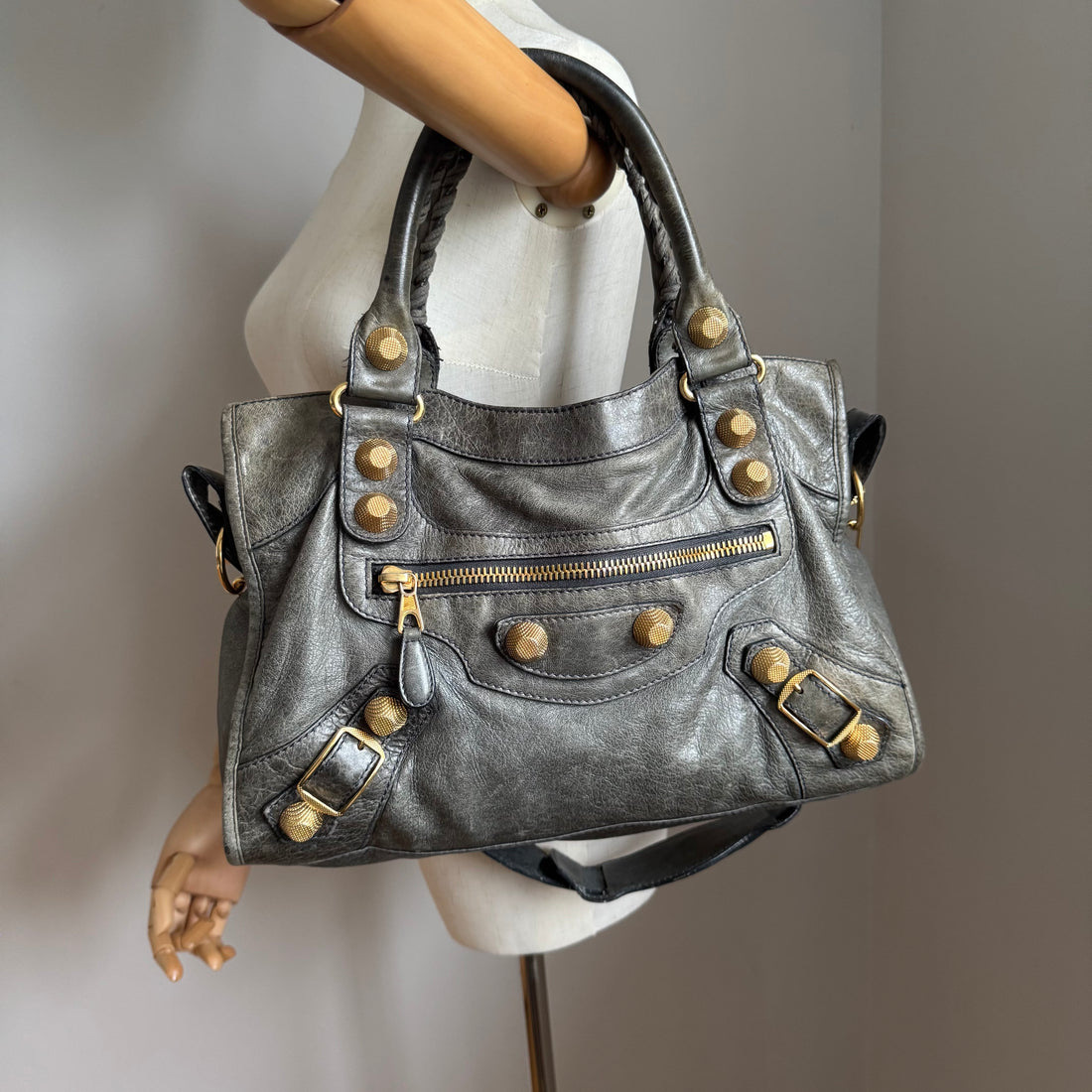 Balenciaga Metallic Grey City Bag