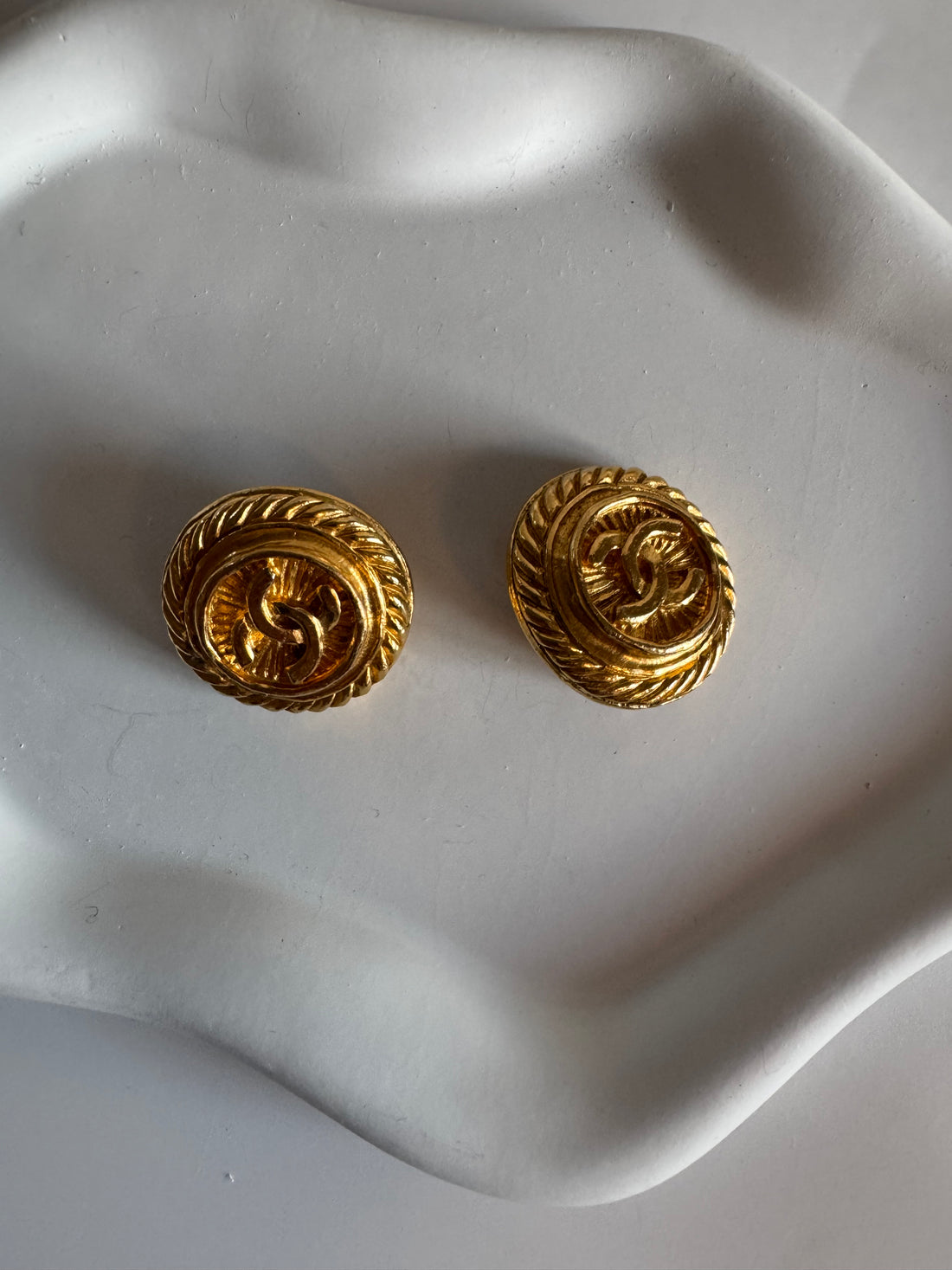 Chanel Vintage CC Medallion Earrings 1993