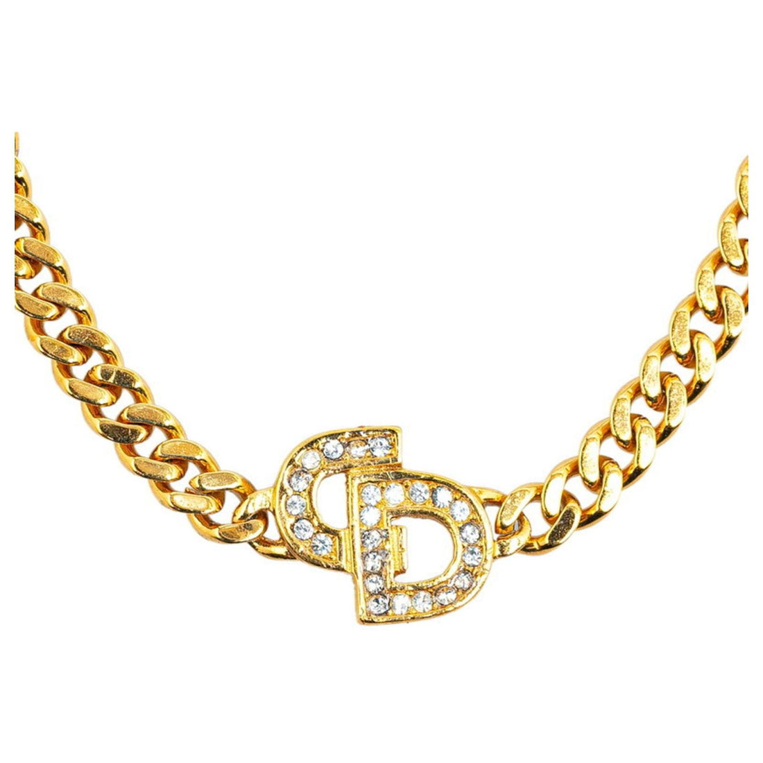 Vintage Dior CD Chain Bracelet – Gold-Tone with Crystal Logo (1990s)