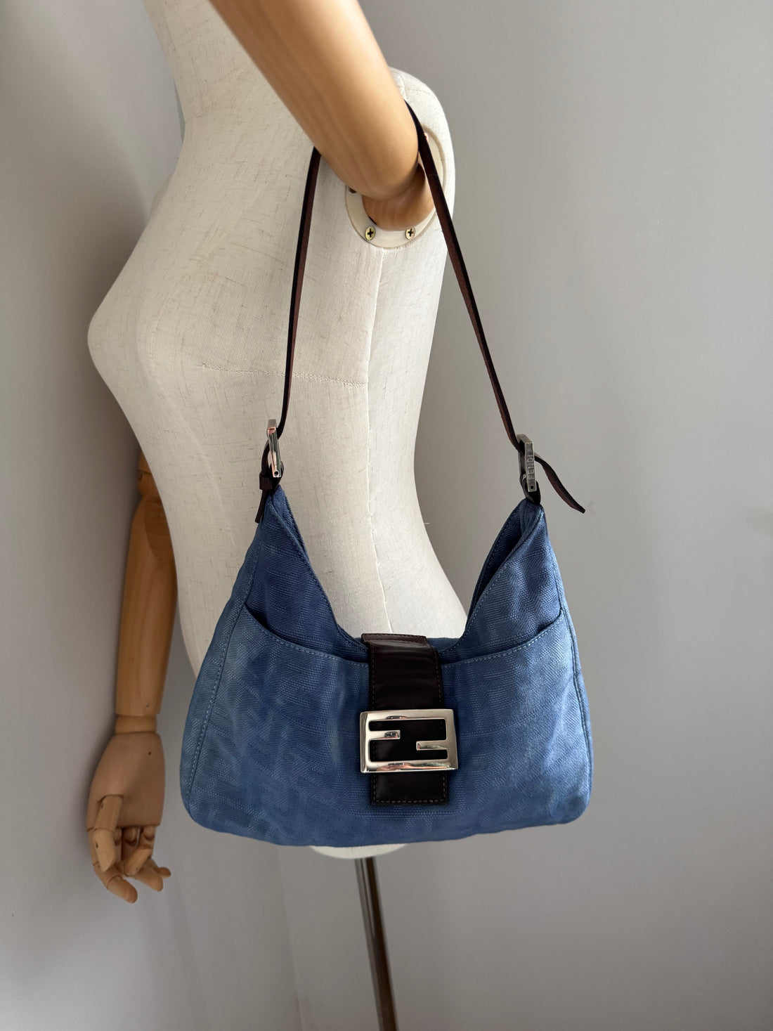 Vintage Fendi Denim Baguette Bag
