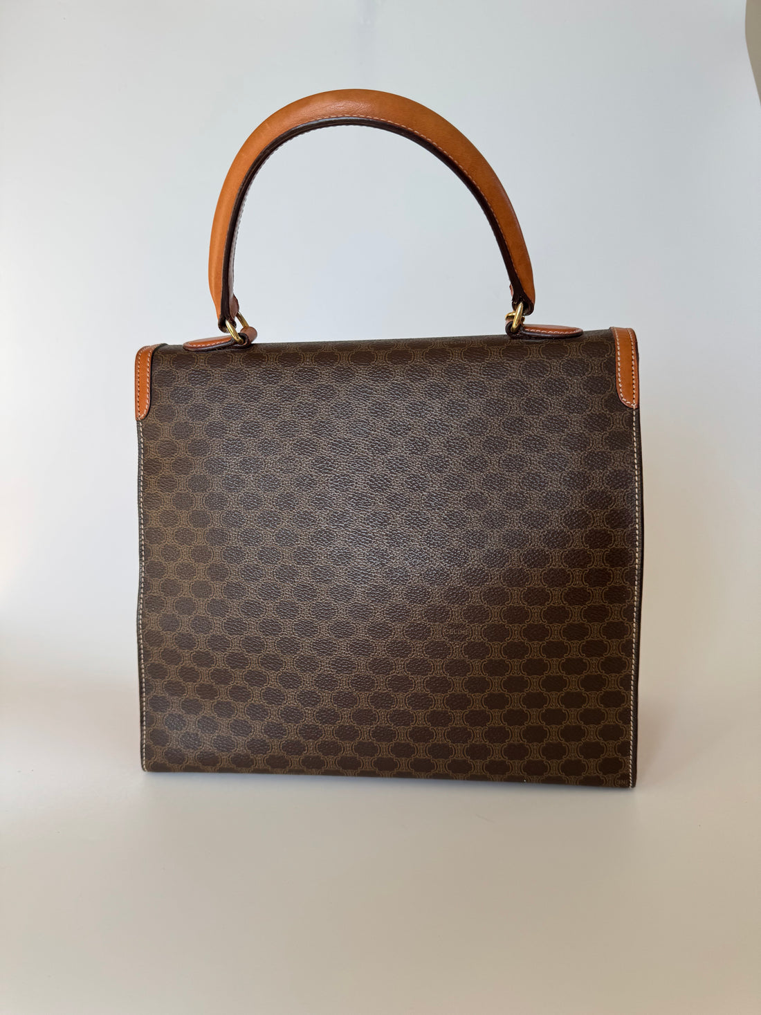 Celine Brown Macadam Canvas Top Handle bag