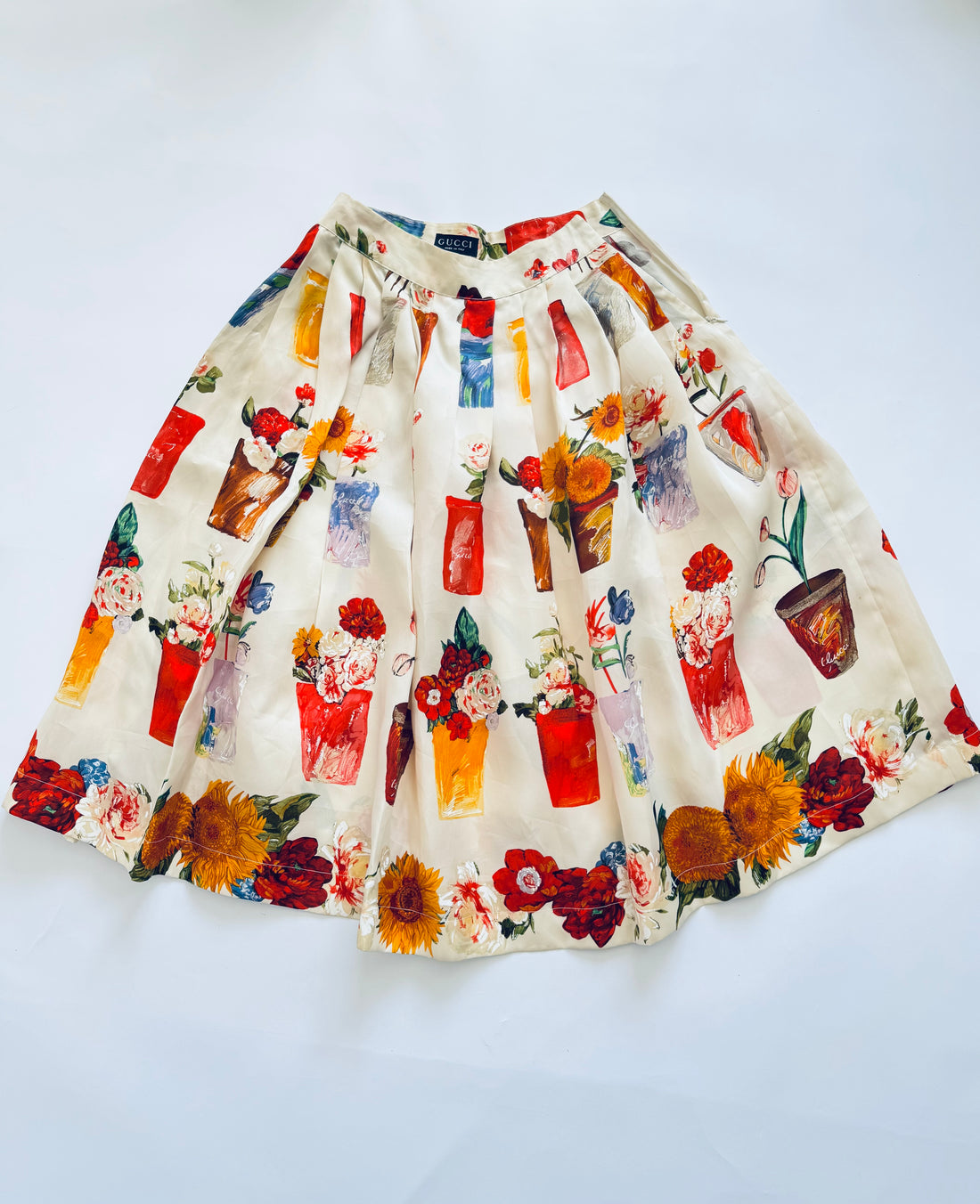 Gucci Tom Ford 1995 Silk Organza Floral Skirt size IT 46
