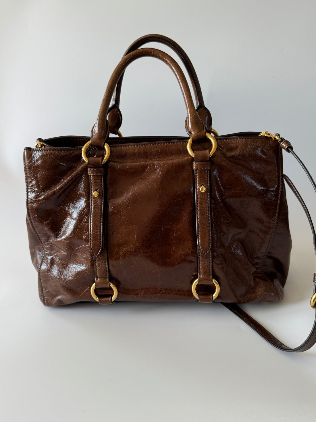 Miu Miu Vitello Shine Patent Leather Satchel