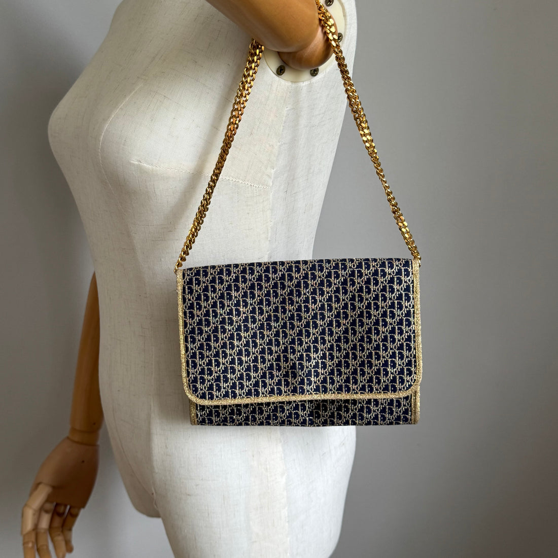1970s Vintage Christian Dior Monogram Chain Shoulder Bag