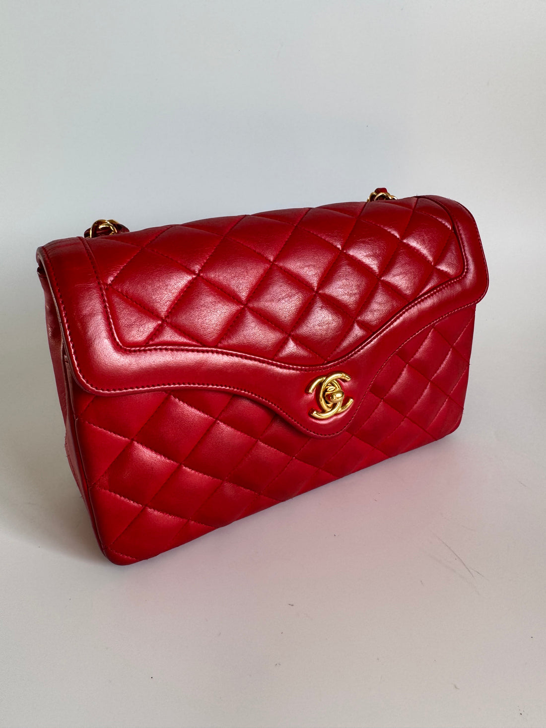 Chanel Vintage Small Flap Bag, Red Lambskin