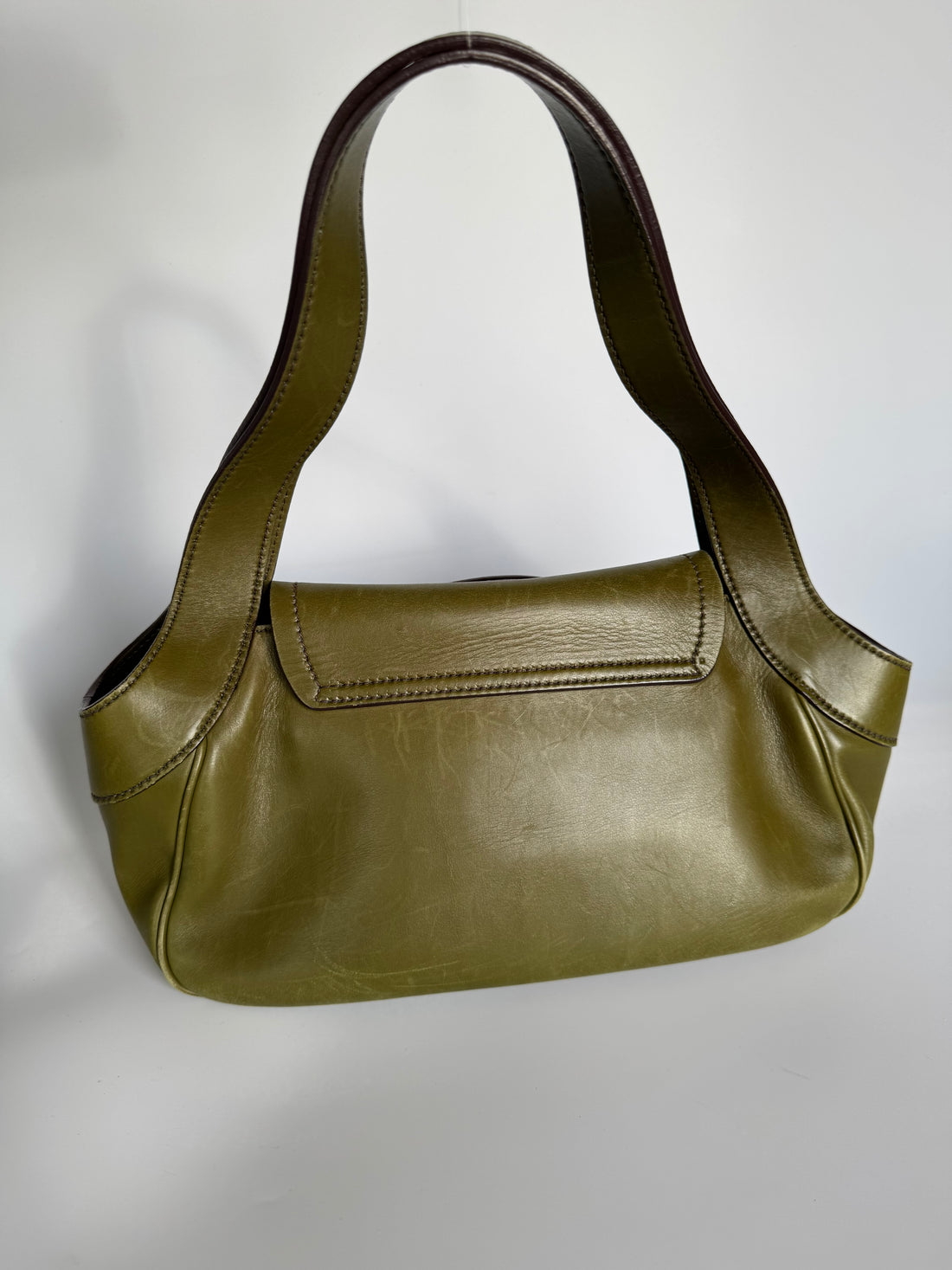 Prada Vintage Olive Leather Shoulder Bag