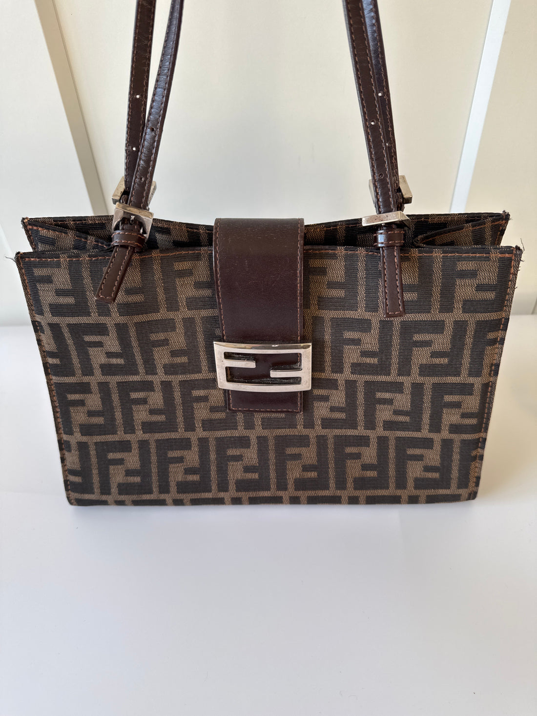 Fendi Baguette Zucca Handbag Brown
