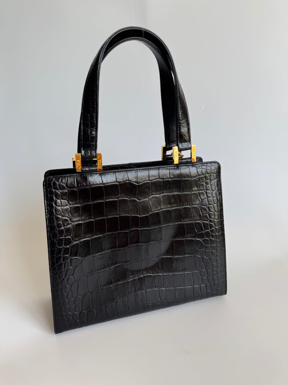 Yves Saint Laurent Croc Embossed Leather Handbag