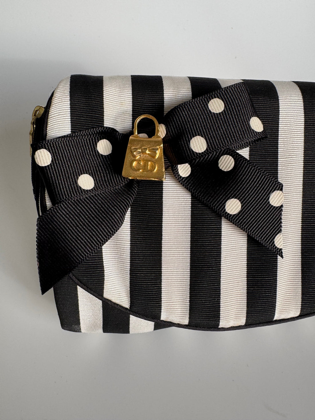 Dior Vintage Black & White Striped Vanity Case