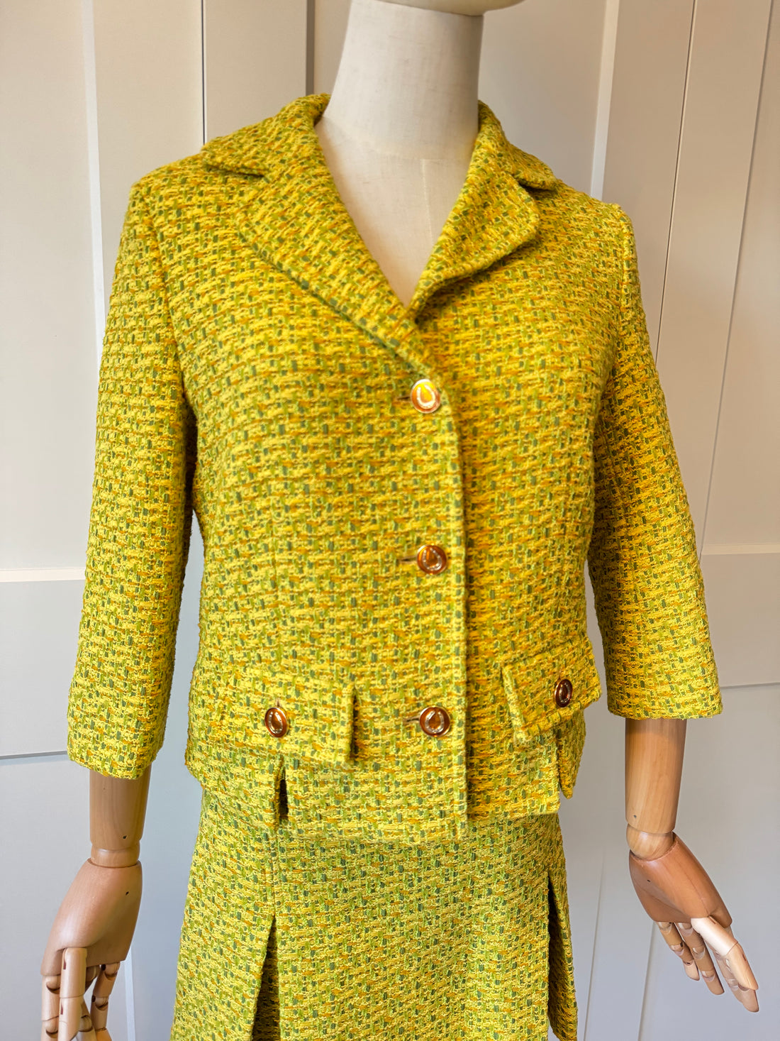Gucci Yellow Tweed Jacket & Skirt Set (Size 36)