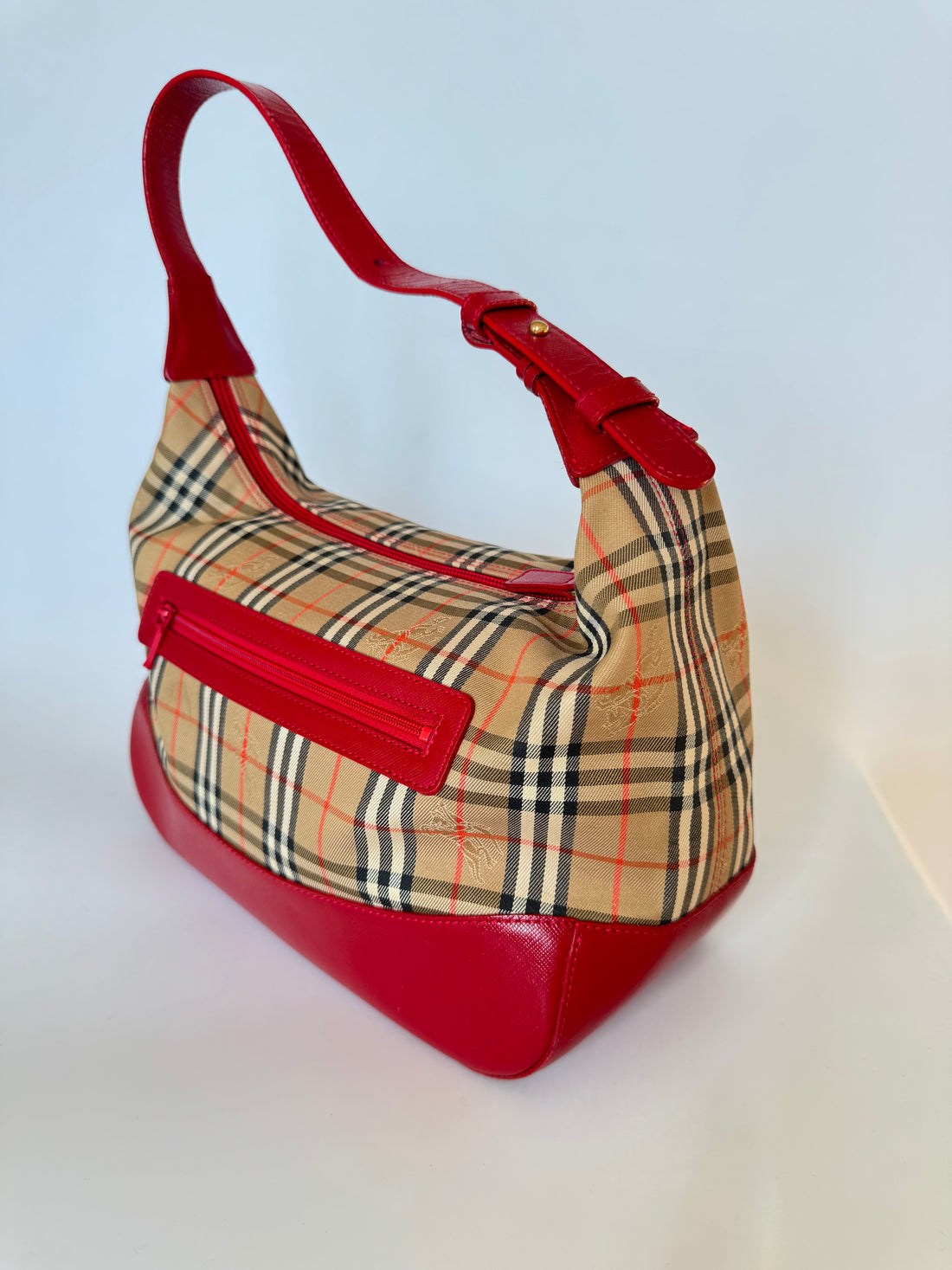Authentic Burberry Check Canvas Shoulder Bag