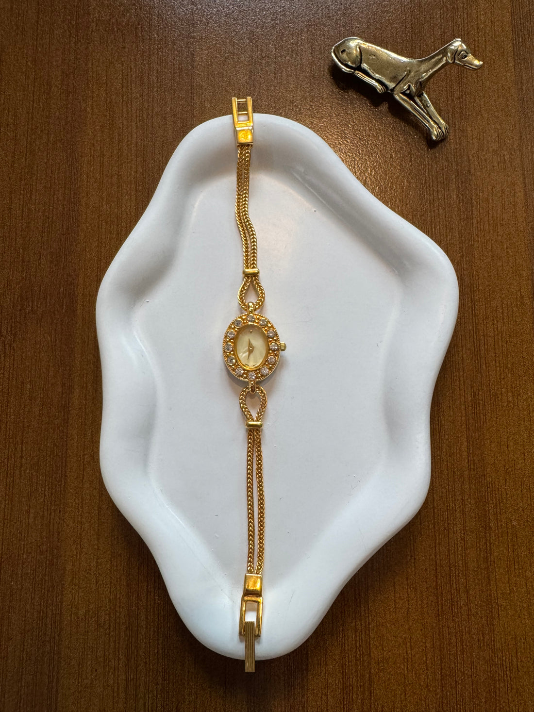 Avon Vintage-Style Gold Crystal Bracelet Watch