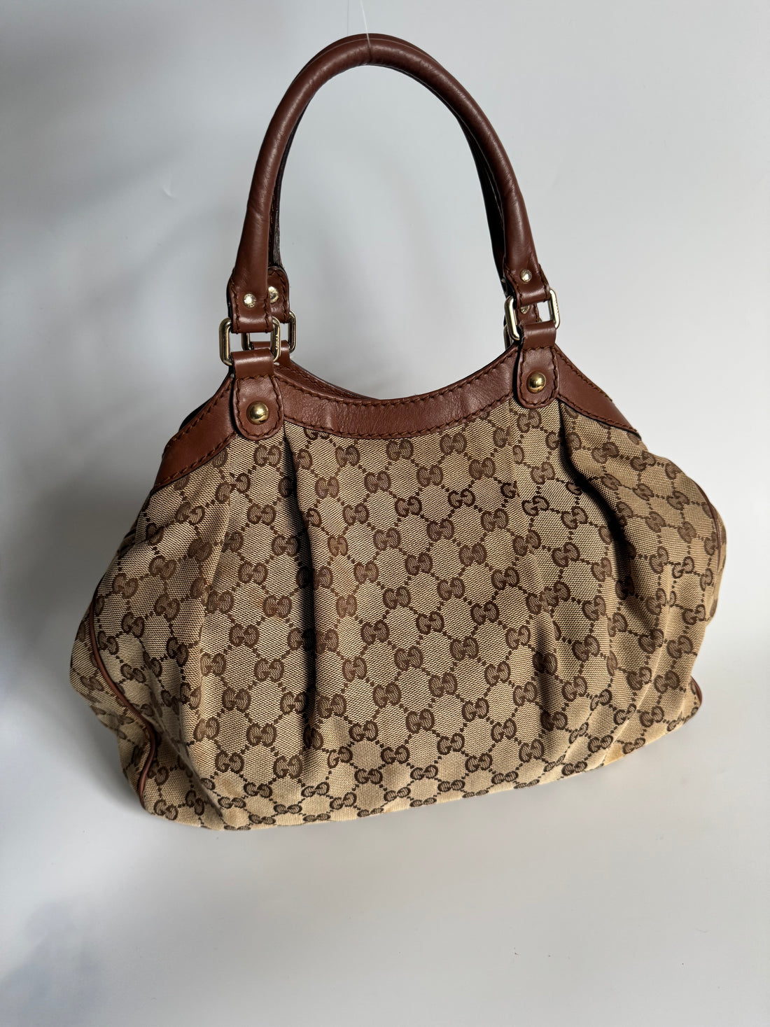 Gucci Sukey Tote – GG Supreme Canvas & Brown Leather