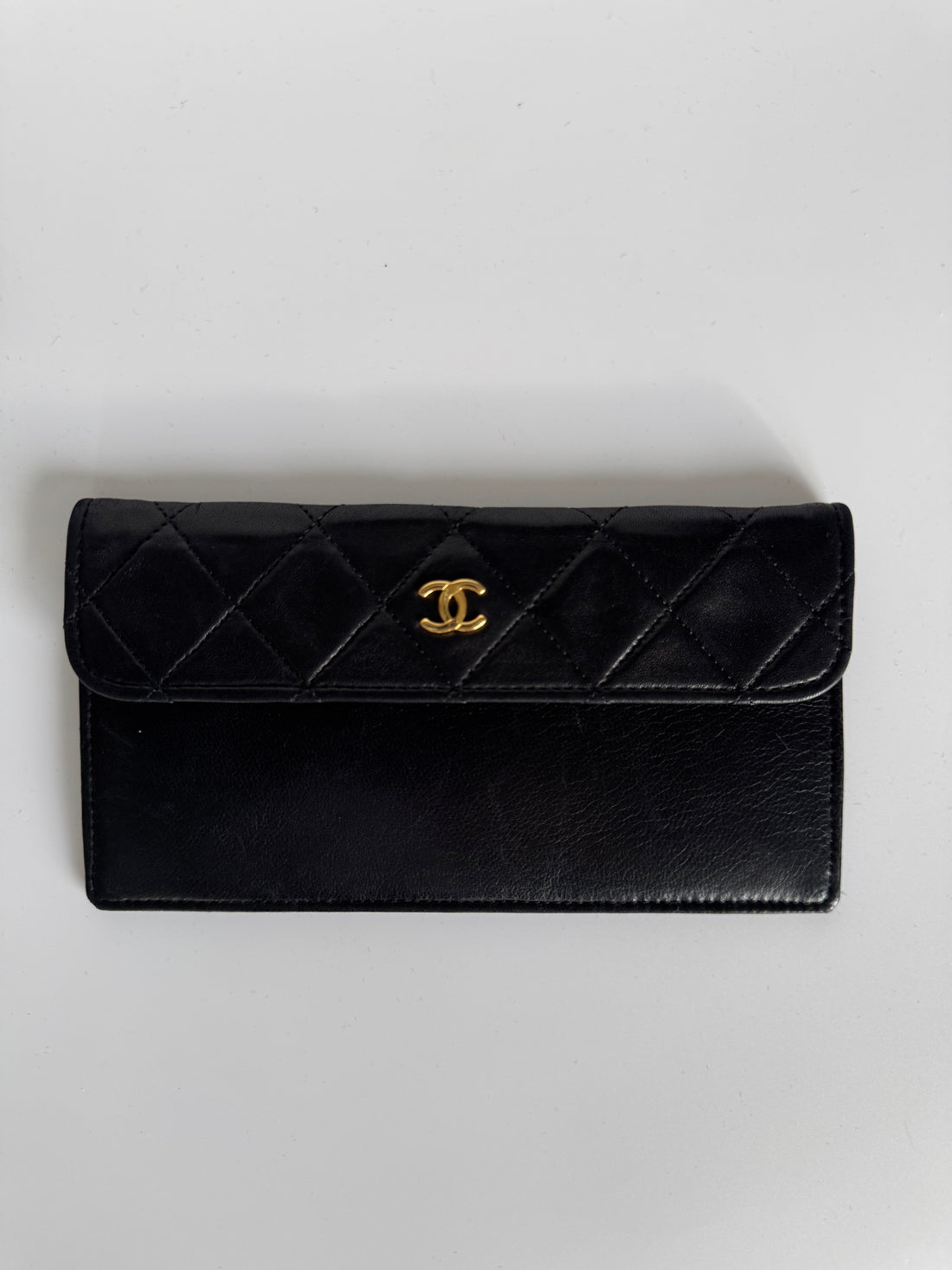 Chanel Vintage Quilted Lambskin Long Wallet Pouch