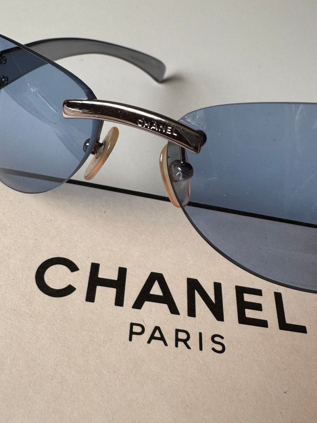 Chanel Vintage 4037 Blue Rimless Sunglasses