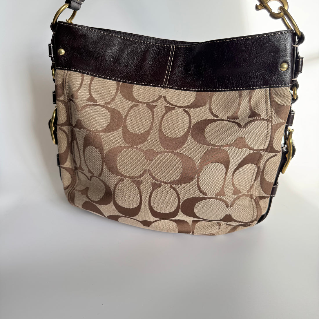 Coach Signature Canvas & Leather Shoulder Bag