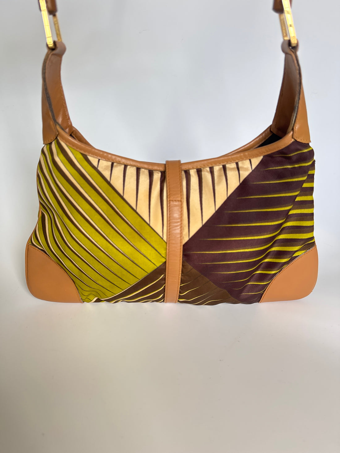 Rare Gucci Jackie O Striped Canvas with Bamboo Handle