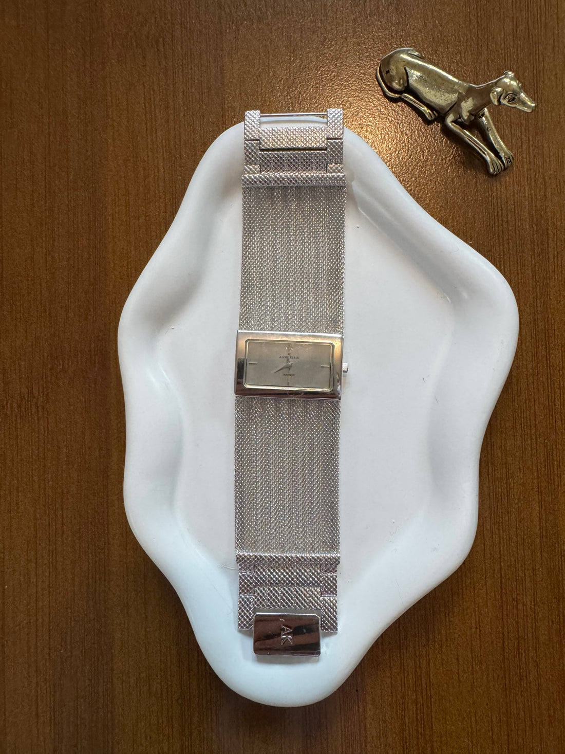 Anne Klein Silver Mesh Diamond Watch