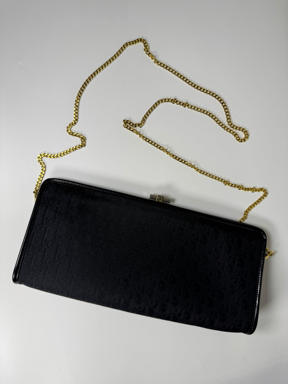 Dior Vintage Trotter Canvas Chain Clutch – Black