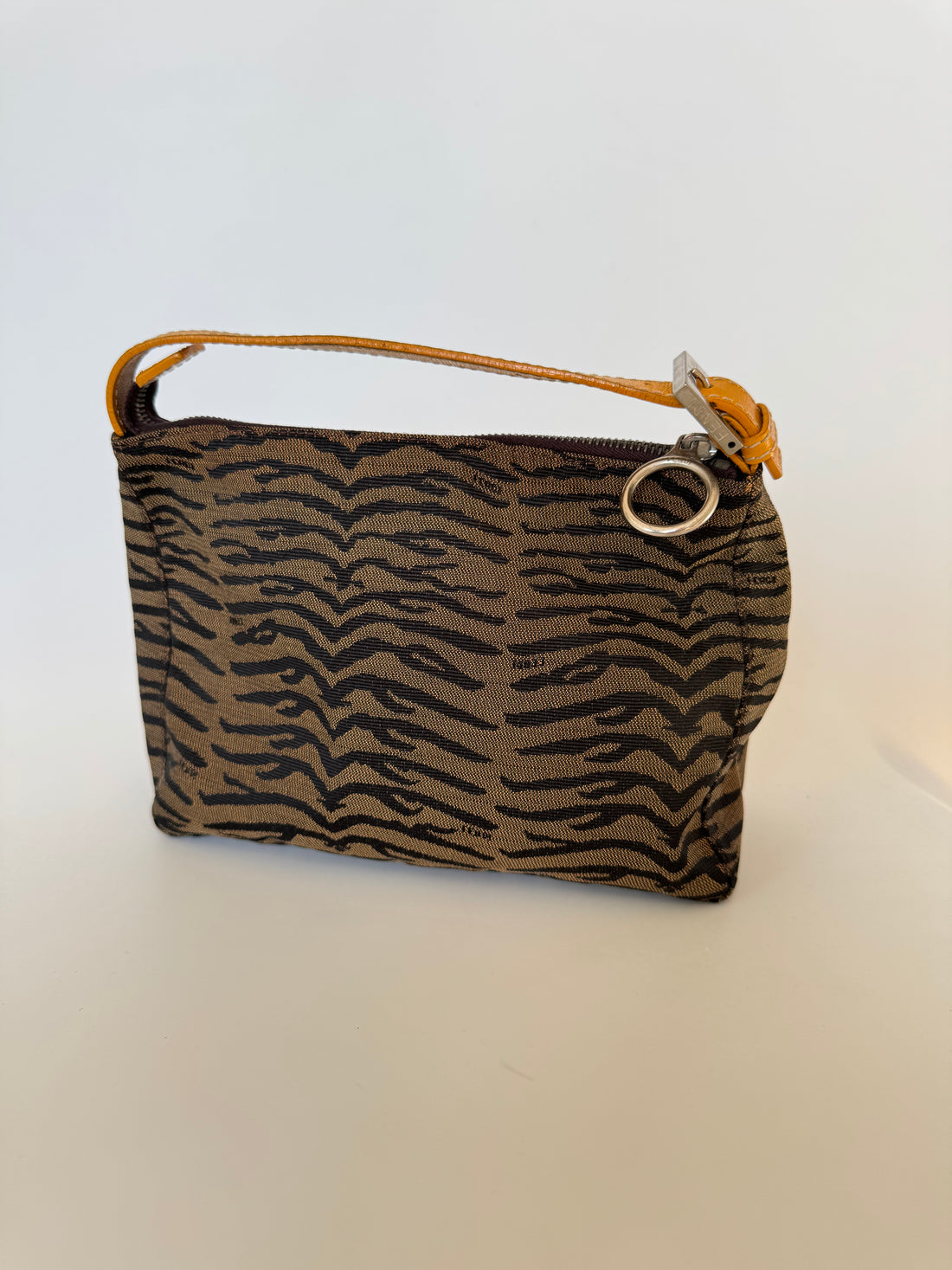 Fendi Vintage Zebra Print Canvas Shoulder Bag