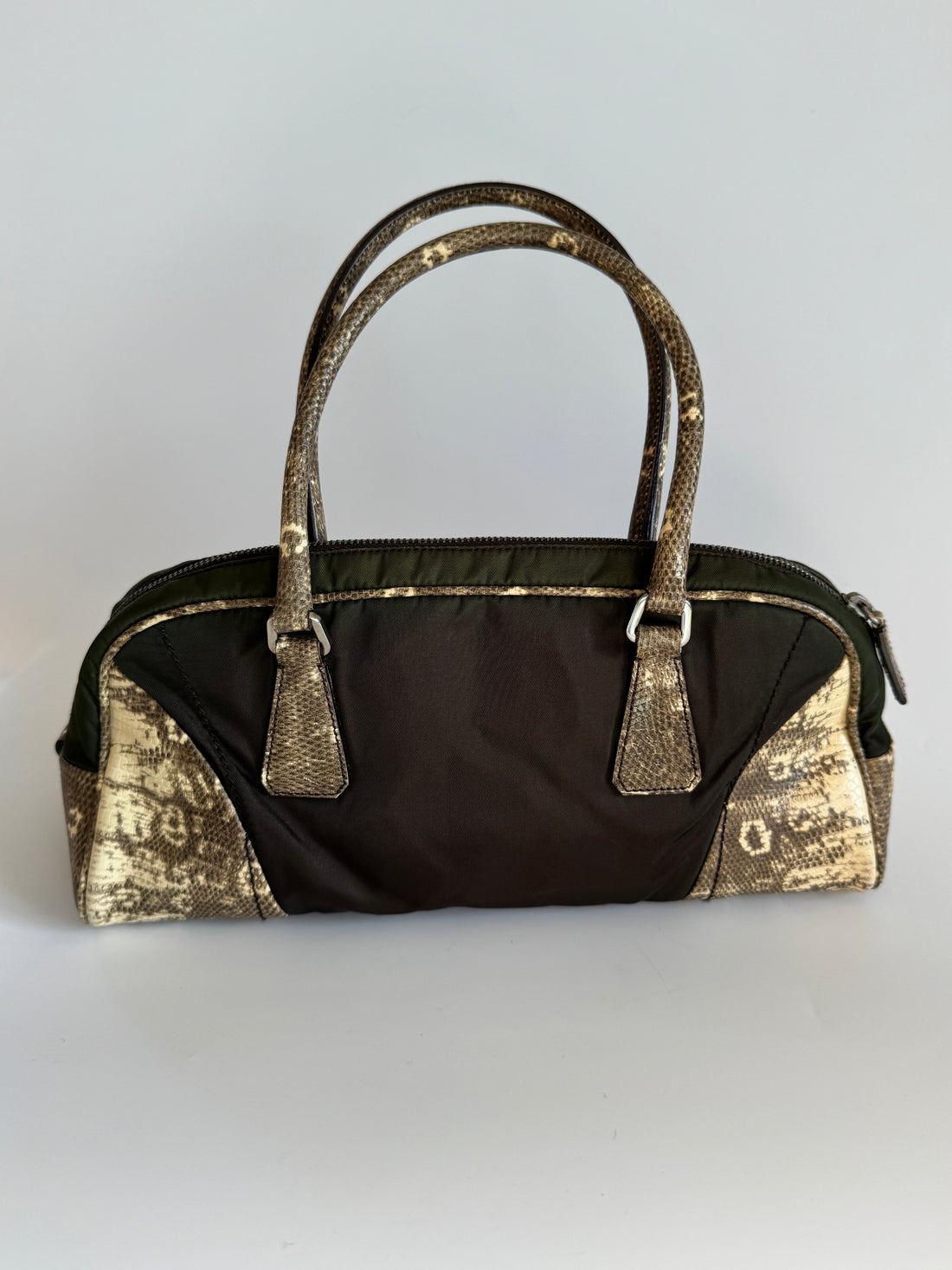 Prada Vintage Nylon & Lizard Trim Bag