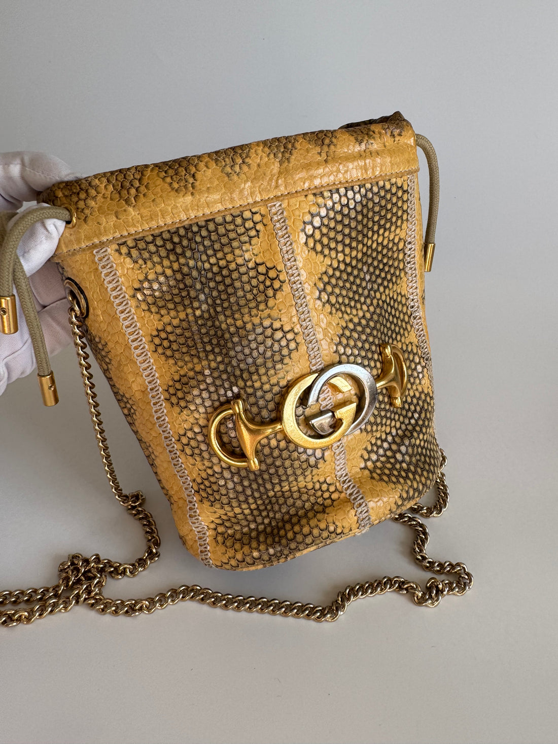 Gucci Zumi Snakeskin Mini Bucket Bag