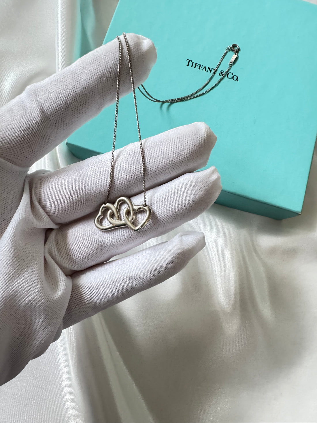 Tiffany & Co. Double Heart Pendant Necklace in Sterling Silver