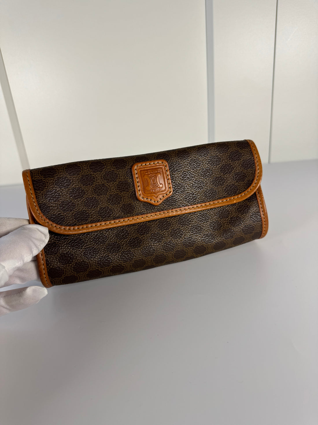 1996 Celine Triomphe Leather Clutch Bag