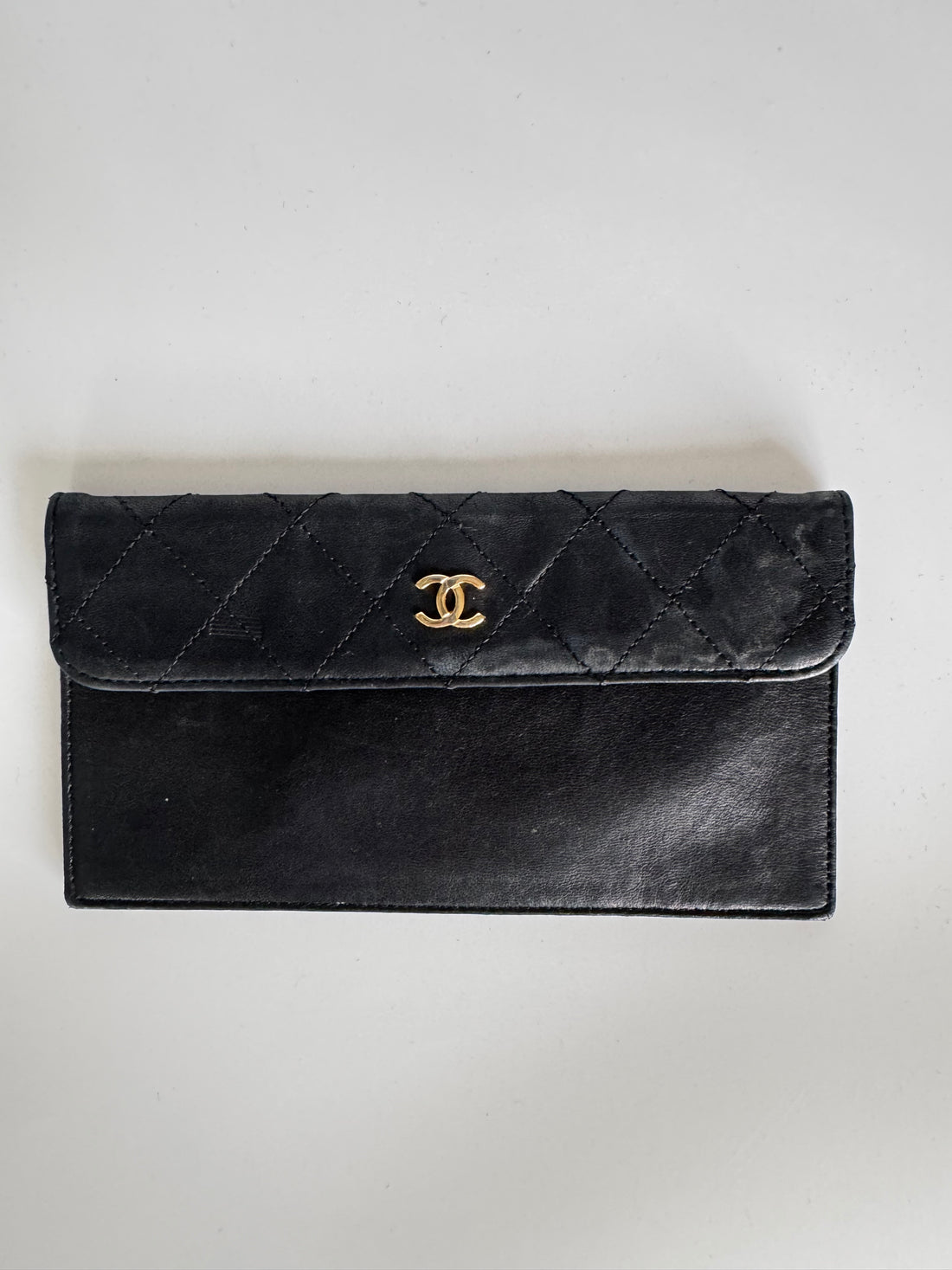 Chanel Vintage Quilted Lambskin Long Wallet Pouch