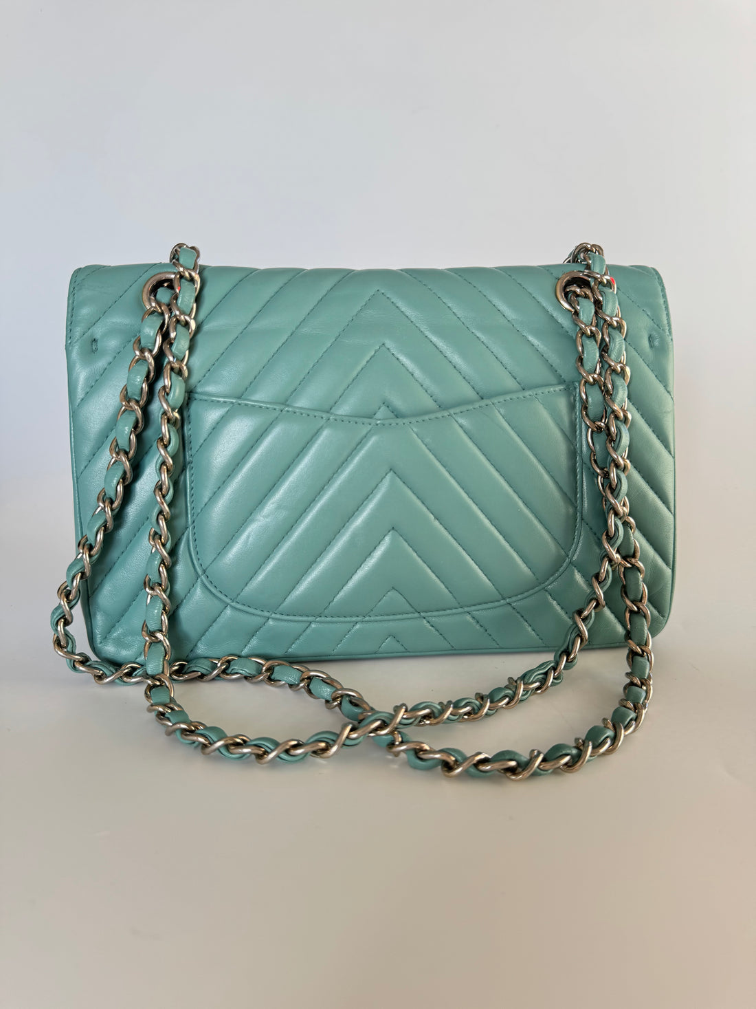 Chanel Quilted Lambskin Double Flap Bag Mint