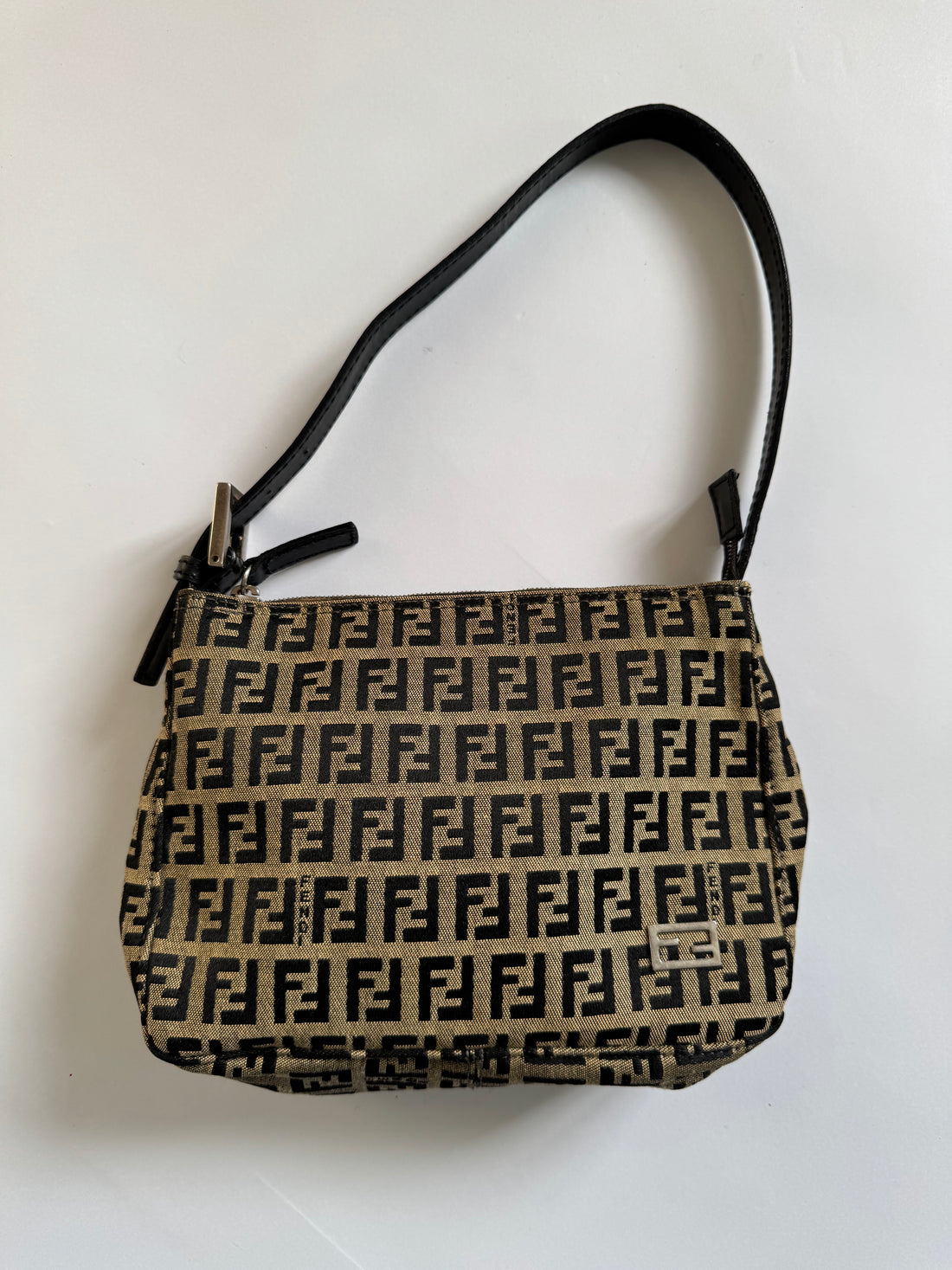 Fendi Zucca Canvas Baguette Shoulder Bag