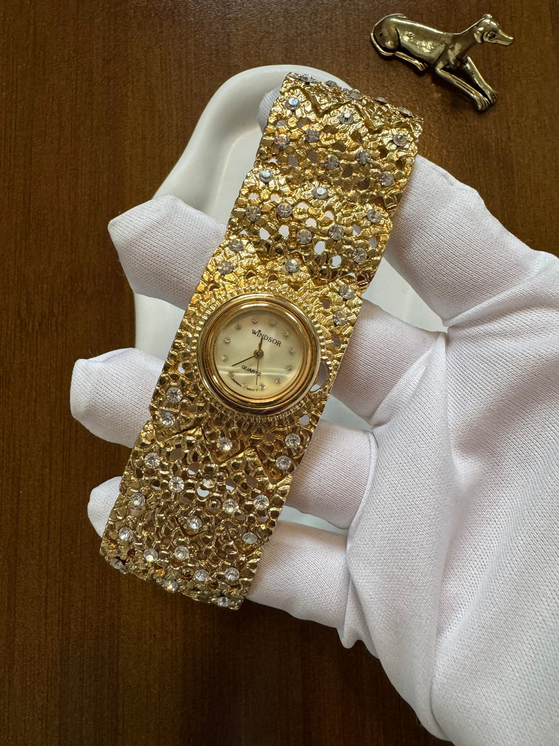 Windsor Gold Crystal Statement Cuff Watch