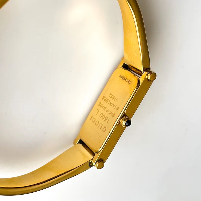 1990s Vintage Gucci Gold Bangle Watch