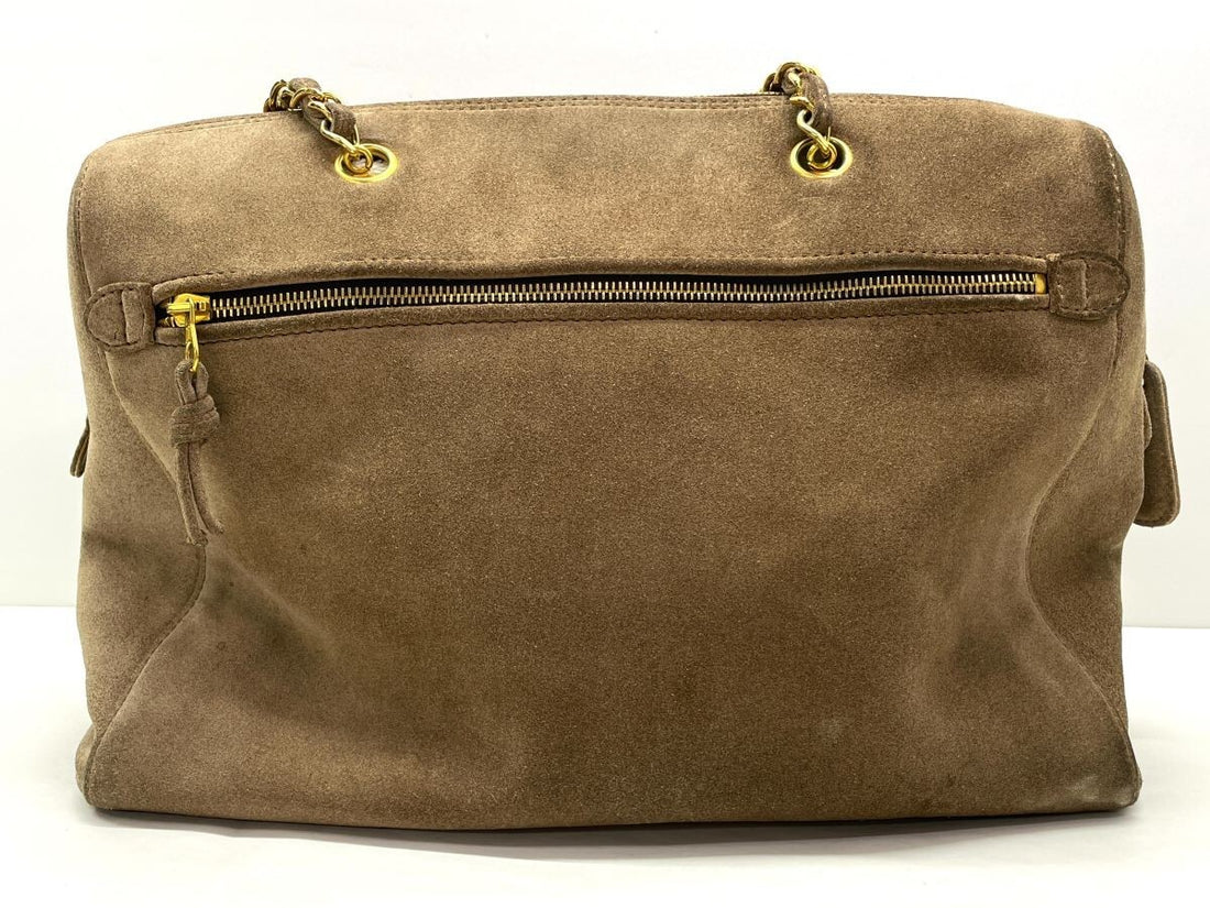 Chanel Vintage Suede Tote – Beige with CC Logo